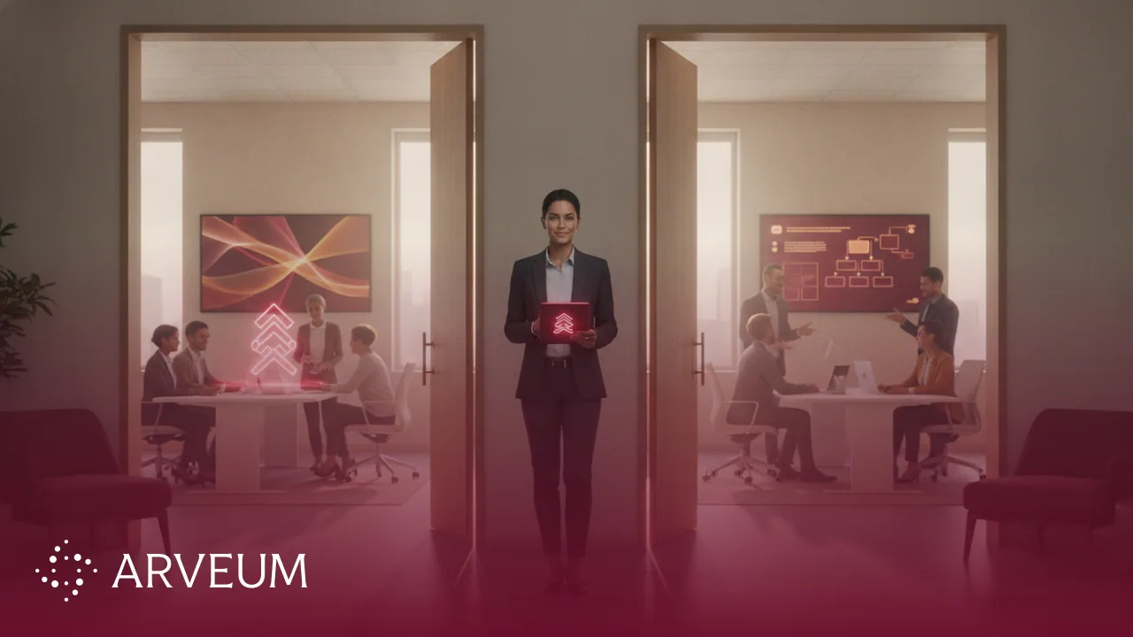 Symbolbild War for Talent: ein begehrter Kandidat zwischen zwei Unternehmen, die um ihn werben.